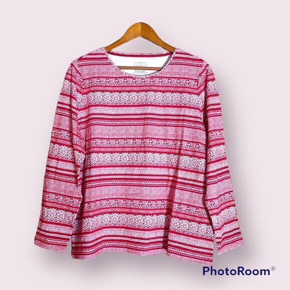 TALBOTS Holiday Fair Isle Long Sleeve Tee *NEW* - Picture 1 of 8
